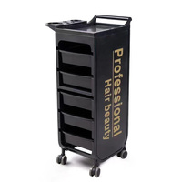 Chariot de Salon Professionnel en Plastique Noir avec Roues pour Outils de Coiffure et Esthétique - Vente en Gros Usine