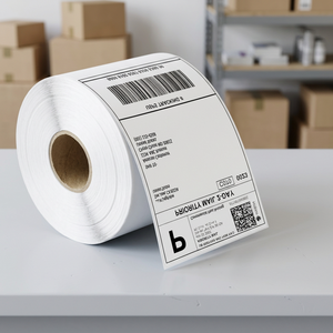 Rouleau d'étiquettes à code-barres thermiques directes 38x25mm, papier blanc imperméable, adhésif permanent résistant, qualité supérieure, haute performance - Product Image 1