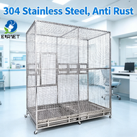 Cage à oiseaux EURVET grande en acier inoxydable 304, taille personnalisable pour perroquets, ara, volière, maison pour oiseaux de compagnie