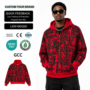 Sweat à capuche vintage personnalisé surdimensionné en coton 100% premium, style streetwear, coupe ample, fermeture éclair, unisexe - Product Image 1