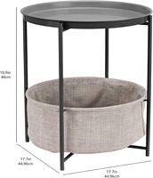 Table d'appoint de rangement Basics, table de chevet, chambre à coucher, salon, assemblage facile, panier en métal durable, gris anthracite/gris chiné, F&J Home