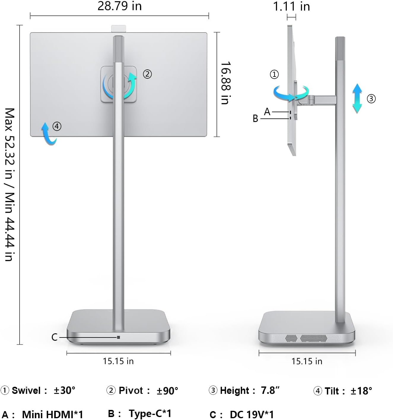 32インチリムーバブルタッチスクリーンAndroid13システム8000MAH