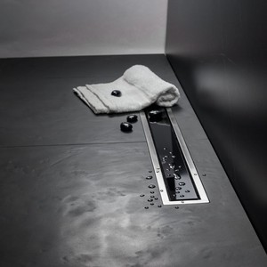 Drenaje Lineal para Piso Kamalu CN-550 de 55 cm, Drenaje de Ducha de Acero Inoxidable 304 con Cubierta de Vidrio Negro para Baño - Product Image 2