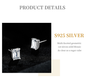 Alice s925 स्टर्लिंग चांदी के स्टड बड़े गहने जिरकॉन महिला स्टड वर्ग डिजाइन - Product Image 3