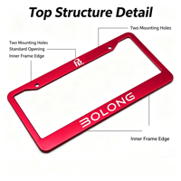 BOLONG FACTORY VENTE EN GROS Cadre de plaque d'immatriculation vierge en plastique ABS, norme américaine, 12x6 pouces, support de numéro OEM avec logo personnalisé