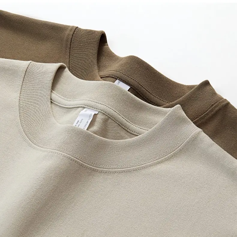 ユニセックスブランクプレーンメンズTシャツ綿100% 厚手のネックライン刺繍印刷デザインロゴ