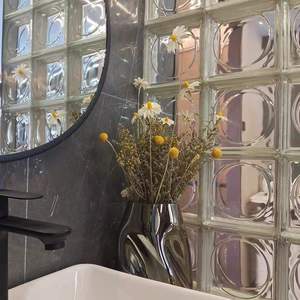 Bloque de Vidrio Texturizado Personalizado de Fábrica JingHua, Ladrillo de Vidrio Transparente Hueco de 190x190x80mm, Decoración Pintada - Product Image 5