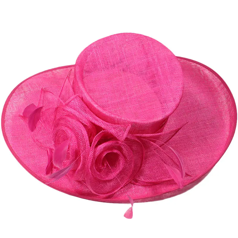 Wholesale ladies Spring Autumn sun hat women luxury wide brim hat church party wedding hat for women