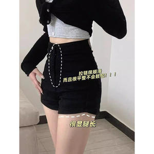 2025กางเกงขาสั้นผ้ายีนส์รัดรูปสีดำสำหรับผู้หญิงกระโปรงสั้นแบบยืดได้เอวสูงสไตล์สาวฮ็อตฤดูใบไม้ผลิและฤดูร้อน - Product Image 6