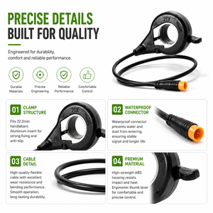 Acelerador de Pulgar para Bicicleta Eléctrica FT-21X, Acelerador de Dedo con Conector Impermeable de 3 Pines Macho - Product Image 3