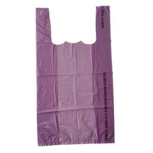 Compostable <b>packaging</b> <b>bags</b> biodegradable plastic supermarket t shirt handle shopping <b>bag</b> on sale - Product Image 1