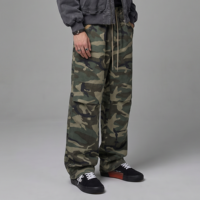 Pantalon de survêtement camouflage pour homme, coupe large, taille élastique avec cordon de serrage, poches contrastées, logo personnalisé