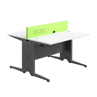 Poste de travail modulaire acoustique en forme de I moderne pour 2/4 personnes avec écrans d'intimité et plan de travail pour espace de travail ouvert (Bois)