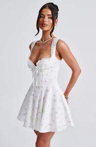 <span class=keywords><strong>Robe</strong></span> Courte d'Été Jaune Élégante à Laçage, Bretelles Fines et Sans Manches, Style Patineuse <span class=keywords><strong>Bustier</strong></span> pour Soirée et Fête Femme - Product Image 2