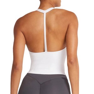 Débardeur de sport pour femme, dos en T, décolleté en V profond, extensible, ajusté, rembourré, séchage rapide, pour fitness, Pilates, yoga, sans manches, vente en gros - Product Image 1