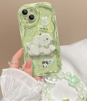 Support de Support Créatif pour Chiot avec Bracelet Fleur TPU Housse de Téléphone Portable pour Iphone 7 8 X Xr Xs 11 12 13 14 15 16 17 Pro Max