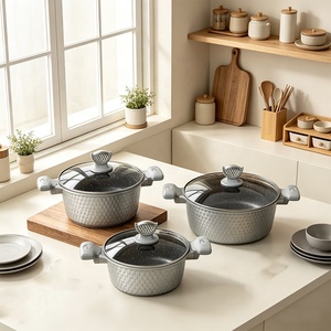 Ensemble de 6 casseroles multifonctionnelles en <span class=keywords><strong>aluminium</strong></span> de haute qualité, nouveau style, revêtement antiadhésif en granit, pour une cuisine saine - Product Image 2