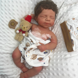 Куклы-реборны из силикона с темной кожей, коричневые кудрявые волосы, мягкие на ощупь, расписанные вручную, коллекционные для любителей кукол и художественных выставок - Product Image 6