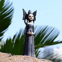 Figurines de fées miniatures en résine fées noires statue gothique halloween fée jardin