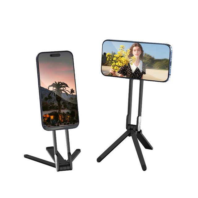 Wholesale Foldable Magnetic Tripod Handheld Portable Desk Easy Phone Stand for Travel Viewing Support Carabiner Use Phone Stand