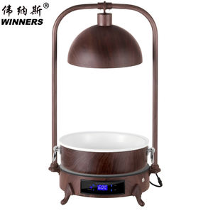 WINNERS Réchaud à nourriture électrique rétro en acier inoxydable à grain de bois, <span class=keywords><strong>buffet</strong></span>, lampe chauffante pour la restauration, plaque chauffante pour aliments avec bac à nourriture pour hôtel - Product Image 1