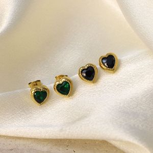 Heart Shape Zircon Stud Earrings Gold Plated Bezel Setting Everyday Wear Women's Jewelry - Product Image 4