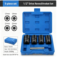 Extracteur de boulons carrés doubles de qualité industrielle, 5 pièces, 1/2 pouce, finition oxyde noir OEM pour l'automobile