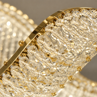 Lustre LED moderne incurvé suspendu Senfey, personnalisé, de luxe, avec ruban ondulé en cristal, hauteur réglable, pour hall d'hôtel