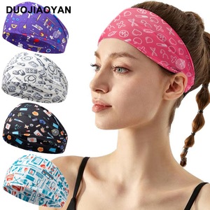 Bandeau médical personnalisé masque <span class=keywords><strong>anti</strong></span>-col et bouton bandeau élastique imprimé bandeau de cheveux rétro sport à larges bords absorbant la sueur - Product Image 1