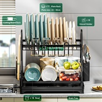 Égouttoir à vaisselle à 2 niveaux pour cuisine, avec porte-ustensiles et porte-tasses