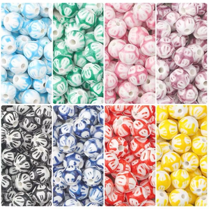 Perles en céramique colorées faites à la main fabrication de bijoux à bricoler soi-même perles rondes rayées à pois pour Bracelet collier fournitures d'artisanat - Product Image 2