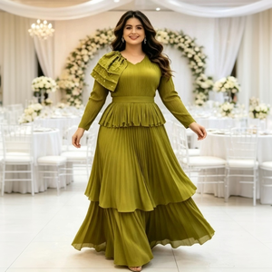 <span class=keywords><strong>Abiti</strong></span> <span class=keywords><strong>da</strong></span> ballo all'ingrosso <span class=keywords><strong>per</strong></span> donna 2026: Abito lungo elegante a balze e pieghe rosa, <span class=keywords><strong>taglie</strong></span> forti, di lusso - Product Image 5