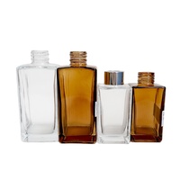 100ml 200ml ambre clair carré vide verre roseau diffuseur bouteille arôme roseau diffuseur bouteille en verre en bois étain vis couvercle