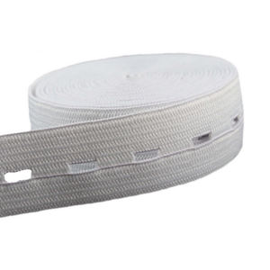 <span class=keywords><strong>20mm</strong></span> 25mm Blanc Noir Poliester Sangle Boutonnière Bande Élastique Réglable Avec Trous pour Vêtements - Product Image 3