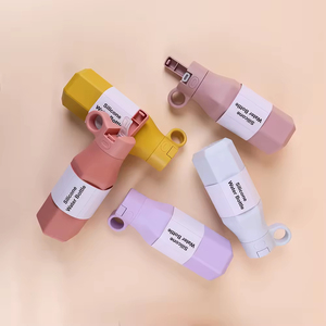 Botella de agua personalizada de silicona platino, portátil, irrompible, de color sólido vibrante, hermética y antiderrames, con logo, para deporte y viajes. - Product Image 2