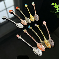 Cuillère en cristal de guérison mélangé pour thé, dessert, cadeau de mariage, café, décoration intérieure, objet de collection pour la cuisine