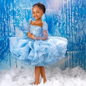 Abiti da damigella d'onore azzurri per matrimoni, abiti da cerimonia per bambine, abiti da festa di compleanno, <span class=keywords><strong>vestito</strong></span> da principessa per neonate - Product Image 1