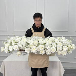 DKB Usine de fleurs artificielles, vente en gros de tapis d'escalier en soie blanche pour la décoration d'escaliers de mariage - Product Image 1