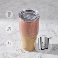Gobelet isotherme en acier inoxydable à double paroi de 30 oz, personnalisé, avec motif diamant, pour café, scintillant, pour le voyage, vente en gros
