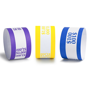 Correas de Papel para Efectivo Codificadas por Colores, Impermeables, de 29x192mm, Colores Surtidos, para Paquetes de $100/$1000/$2000, para Bancos y Agrupación de Efectivo - Product Image 1