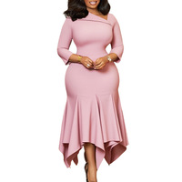 Nueva Falda de Cola de Pez Irregular para Mujer, Cintura Alta, Color Sólido, Vestido de Oficina
