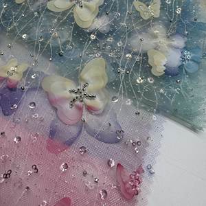 Tela de <span class=keywords><strong>Tul</strong></span> con Lentejuelas y Bordado de Mariposas 3D en Color Degradado, Diseño Más Reciente de 2025, para Decoración de Bodas de Ensueño - Product Image 6