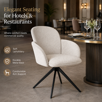 Chaise de salle à manger pivotante Premium Boucle, dossier haut arrondi, accoudoirs courbes, rotation à 360° °   Base rotative de qualité commerciale pour hôtels et restaurants