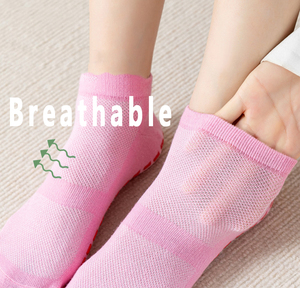 Calzini Estivi per Bambini in Rete 100% Cotone Traspirante <span class=keywords><strong>Antiscivolo</strong></span>, Calzini per Yoga per Adulti con Logo, Vendita all'Ingrosso - Product Image 5