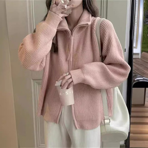 เสื้อคาร์ดิแกนถักแบบซิปคู่สำหรับผู้หญิง สวมใส่สบาย ทรงหลวม ช่วยพรางหุ่น แขนยาว เหมาะสำหรับใส่เป็นเสื้อคลุมทุกวัน - Product Image 3