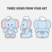 Peluche personnalisée Éléphant Chef, éléphant assis bleu clair avec chapeau de chef et tablier, fabriqué à partir de photo