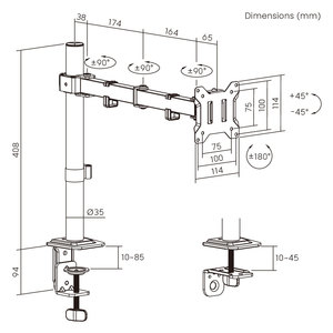Moniteurs LCD économiques en acier VESA Support de bureau <span class=keywords><strong>articulé</strong></span> réglable <span class=keywords><strong>Bras</strong></span> de moniteur unique <span class=keywords><strong>pour</strong></span> écran d'ordinateur 17 "-32" - Product Image 5