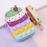 Jouets pour enfants porte-monnaie en silicone presse à bulles en forme de crème glacée petit sac à bandoulière porte-monnaie
