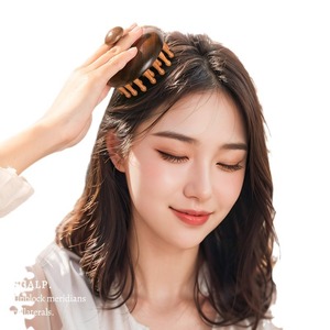 Scalp Massage Wood Comb 10cm Or Less Round Teeth For Hair Care And Relaxation - Product Image 3