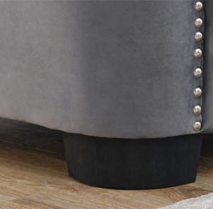 Canapé moderne en velours de 77 pouces, canapé 3 places, dossier capitonné rembourré avec accoudoirs à clous <span class=keywords><strong>et</strong></span> 2 coussins pour salon (gris) - Product Image 6